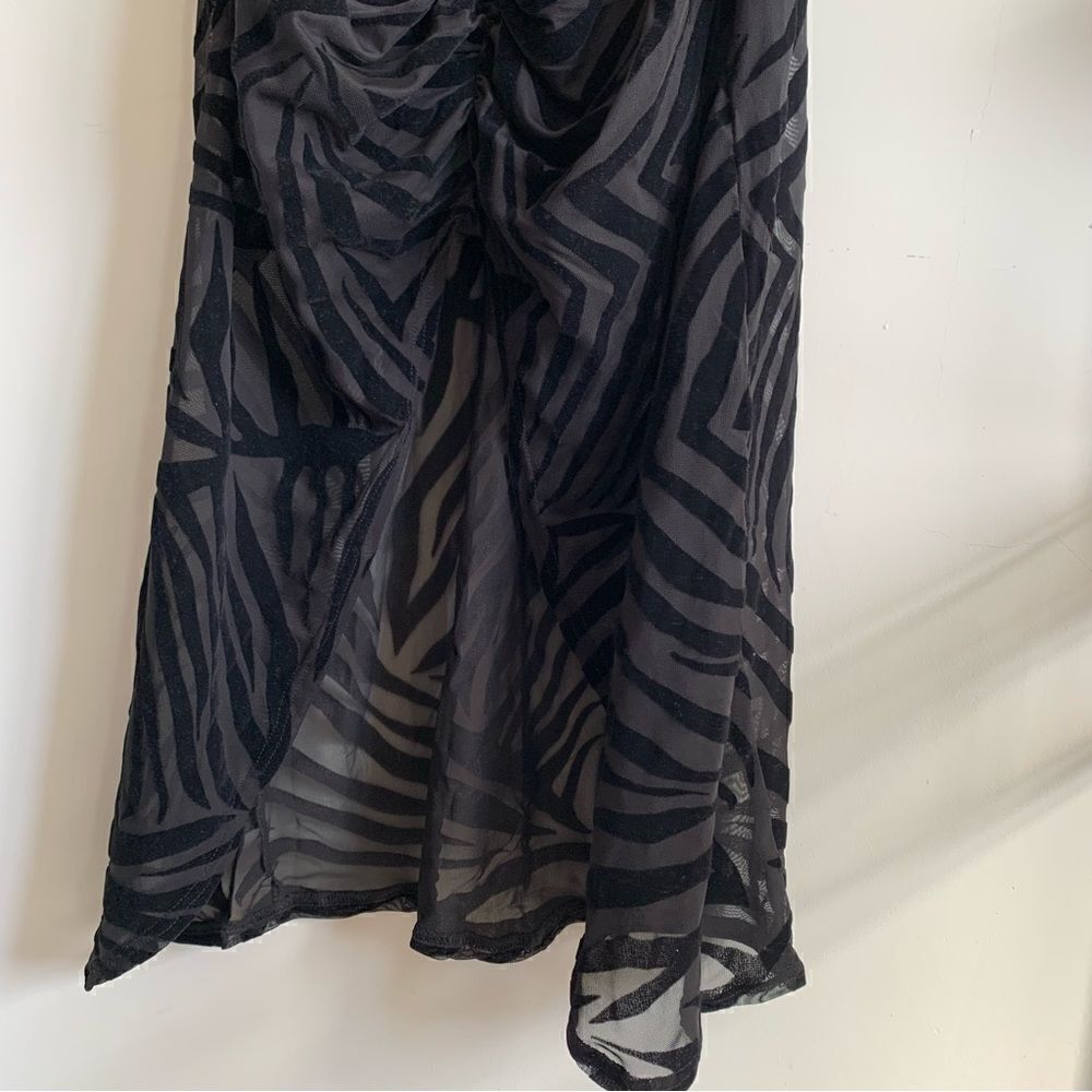 PLT BLACK VELVET RUCHED COWL NECK MIDI DRESS - Picture 10 of 13
